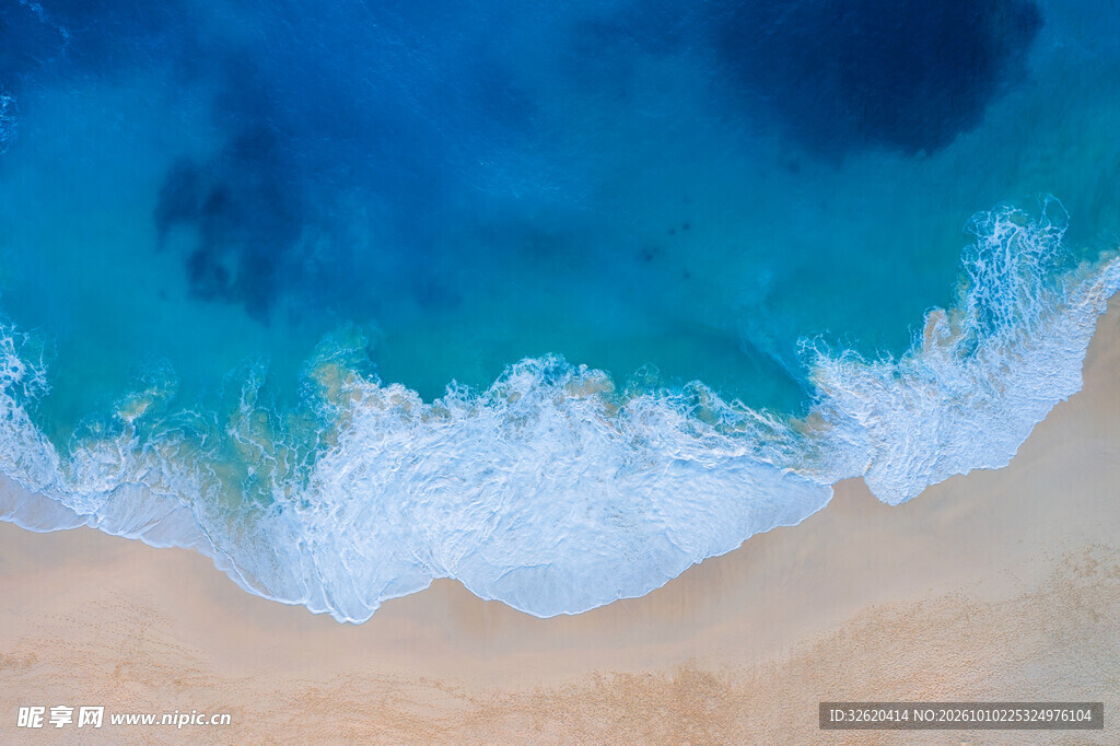 水彩海浪沙滩风景