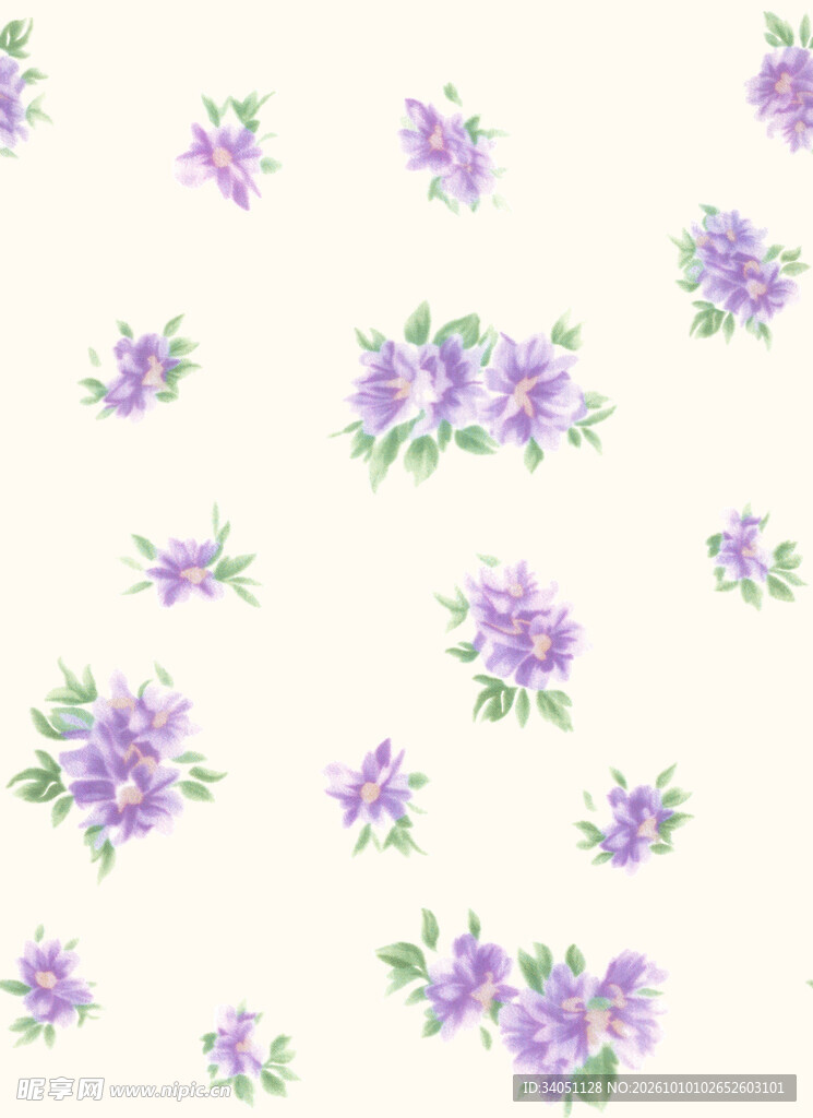 淡紫小花清新碎花底纹