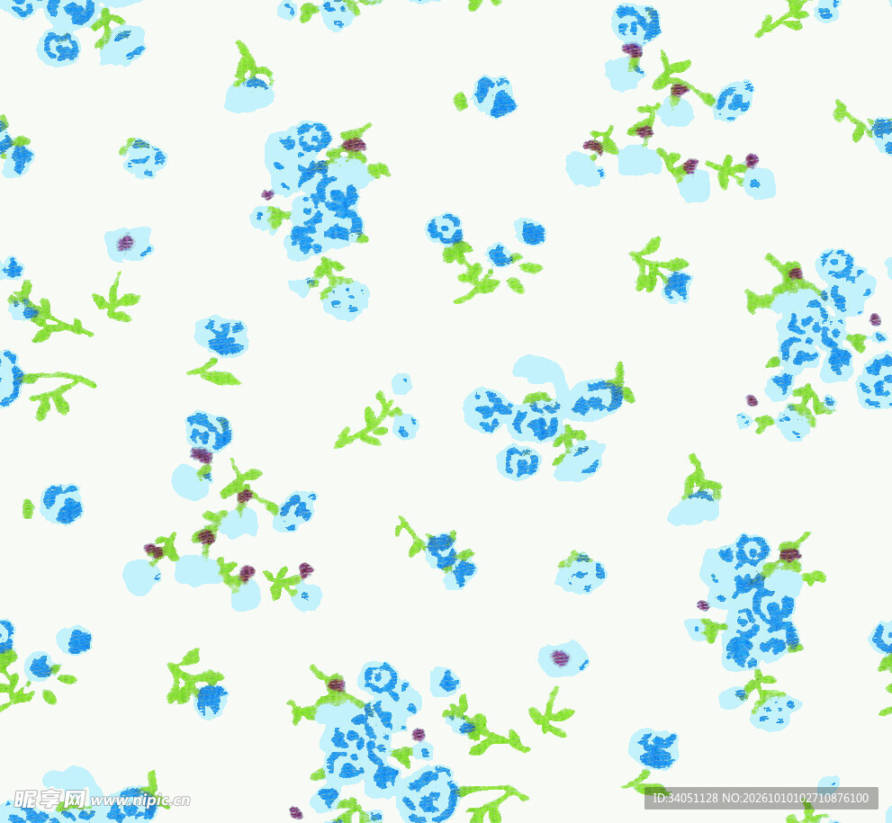 清新蓝小花碎花图案