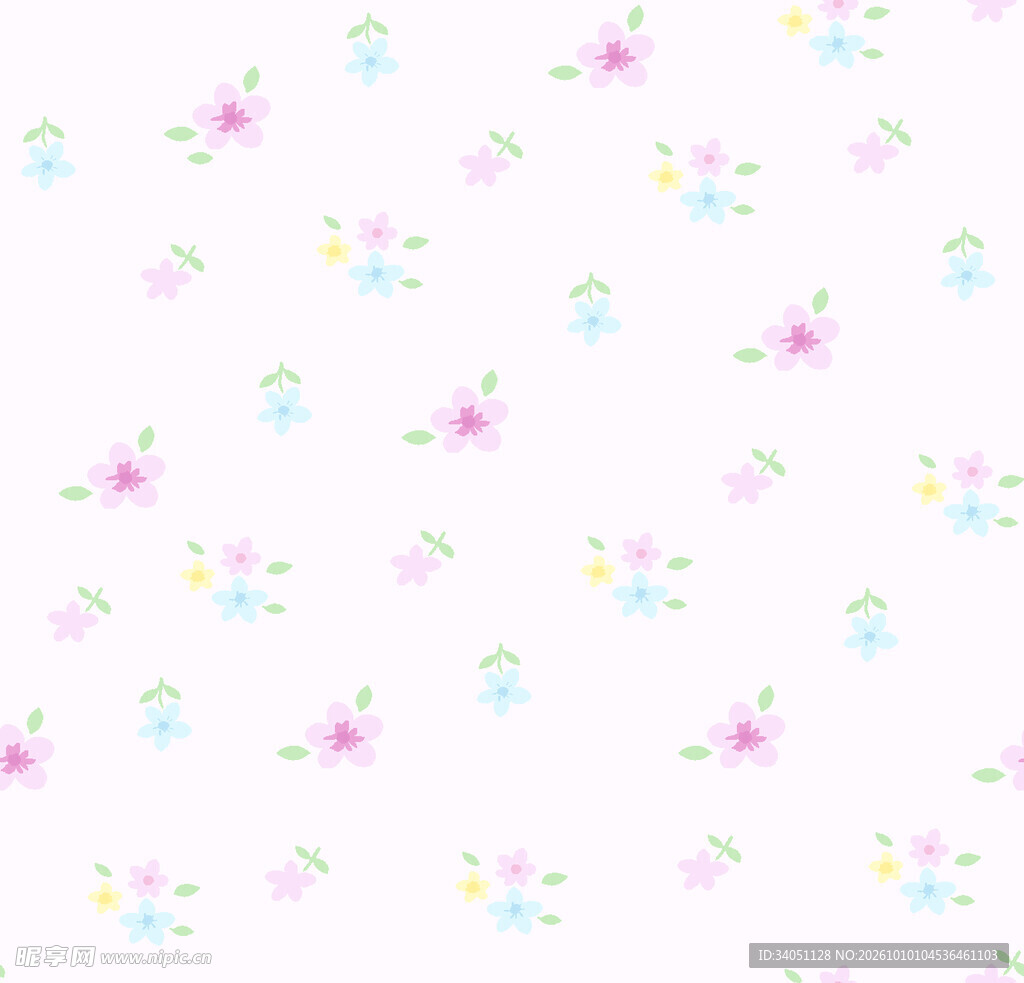 浅粉小碎花清新无缝图案