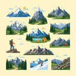 户外登山插画
