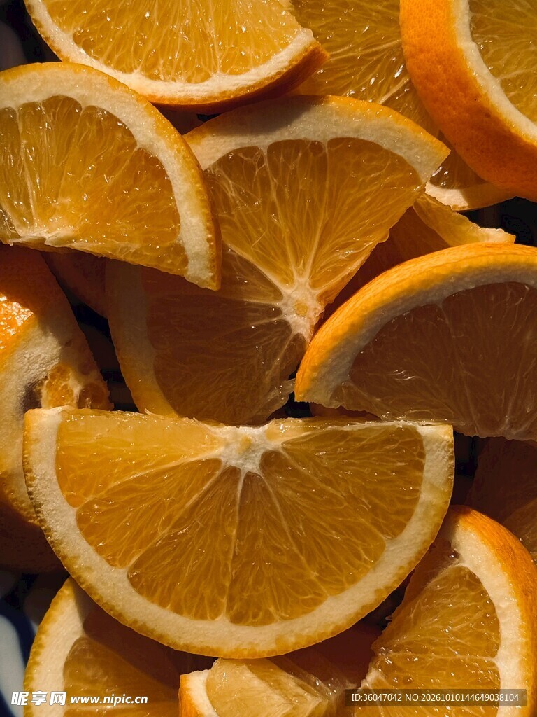 干橙片堆叠特写