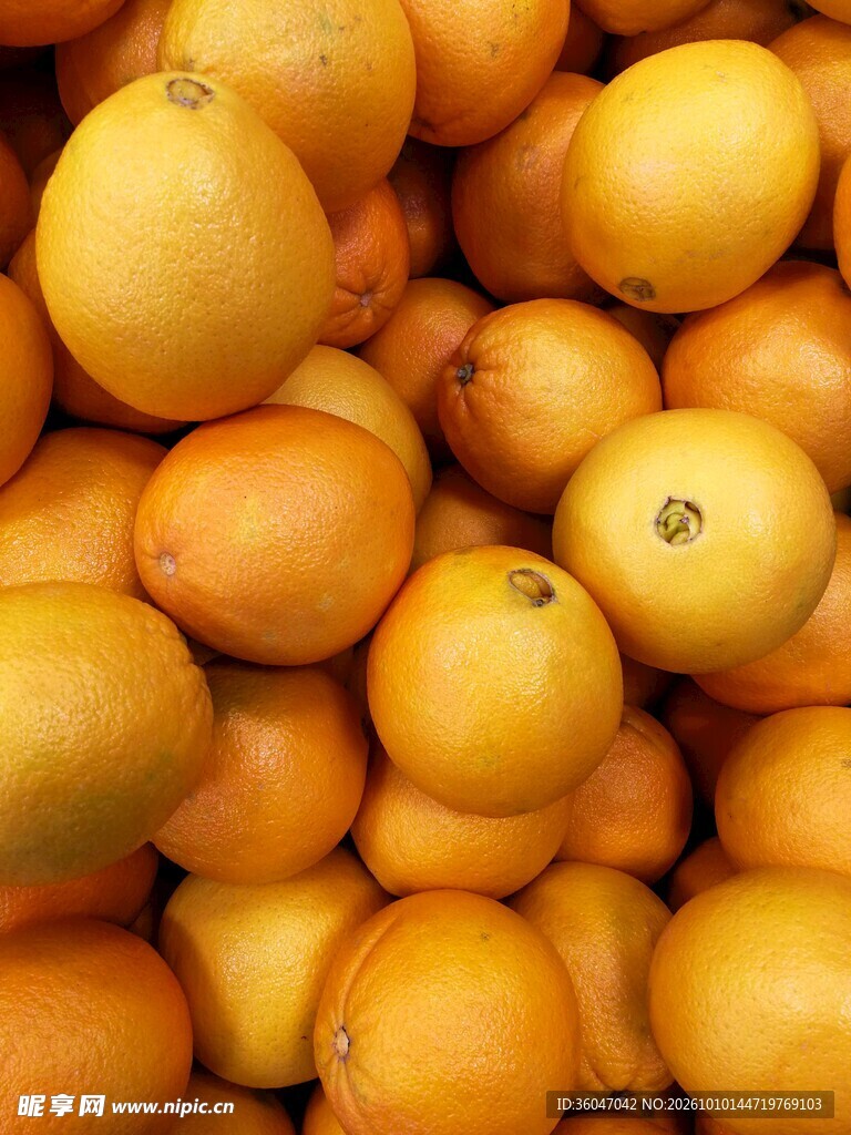 新鲜橙子堆叠特写