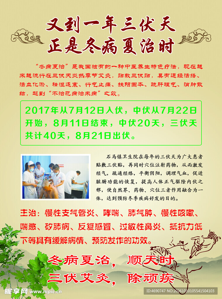 三伏天冬病夏治宣传海报