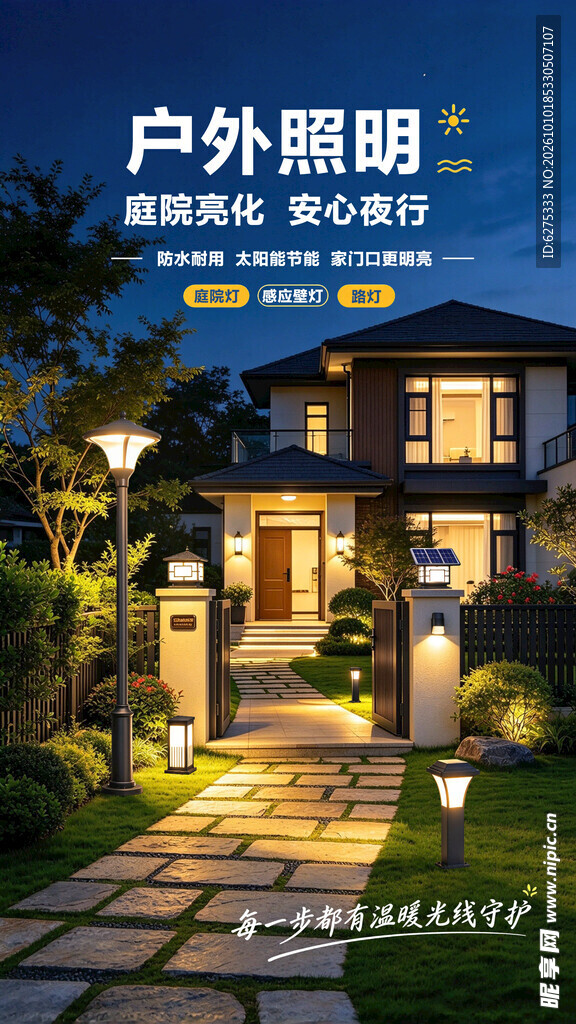 户外照明庭院亮化海报