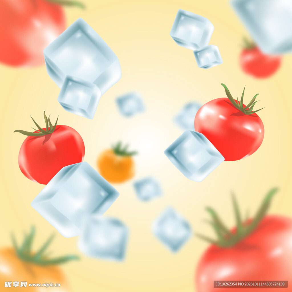 夏日冰番茄清新插画