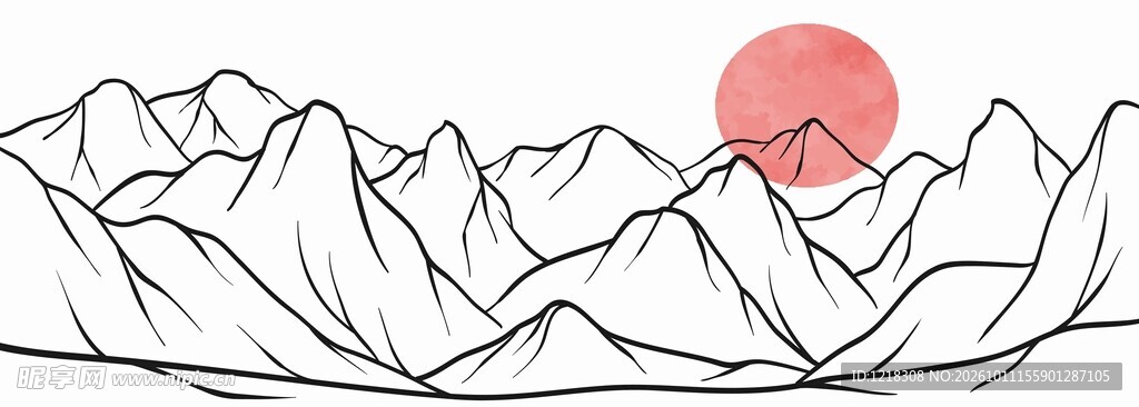 山水落日素材
