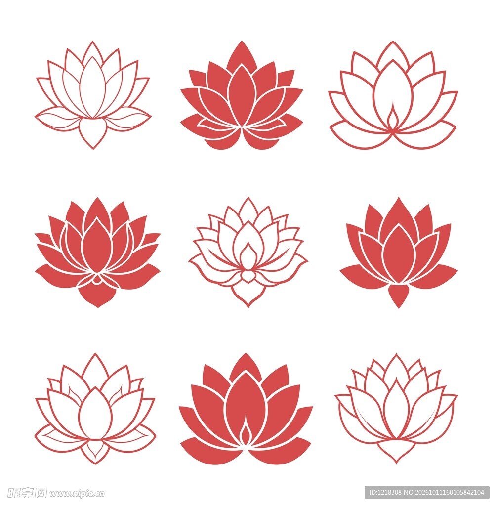 红色莲花素材