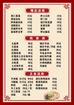 中式餐馆菜单价目表