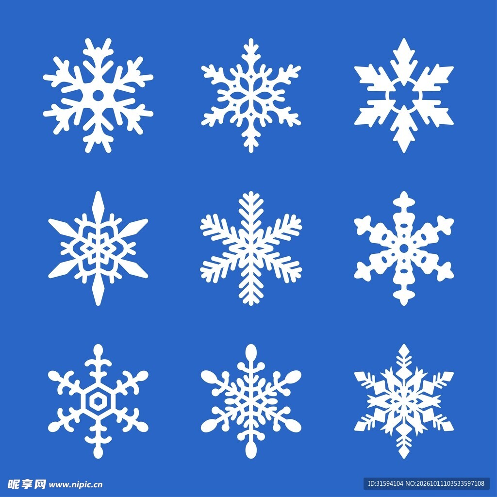 蓝色雪花素材