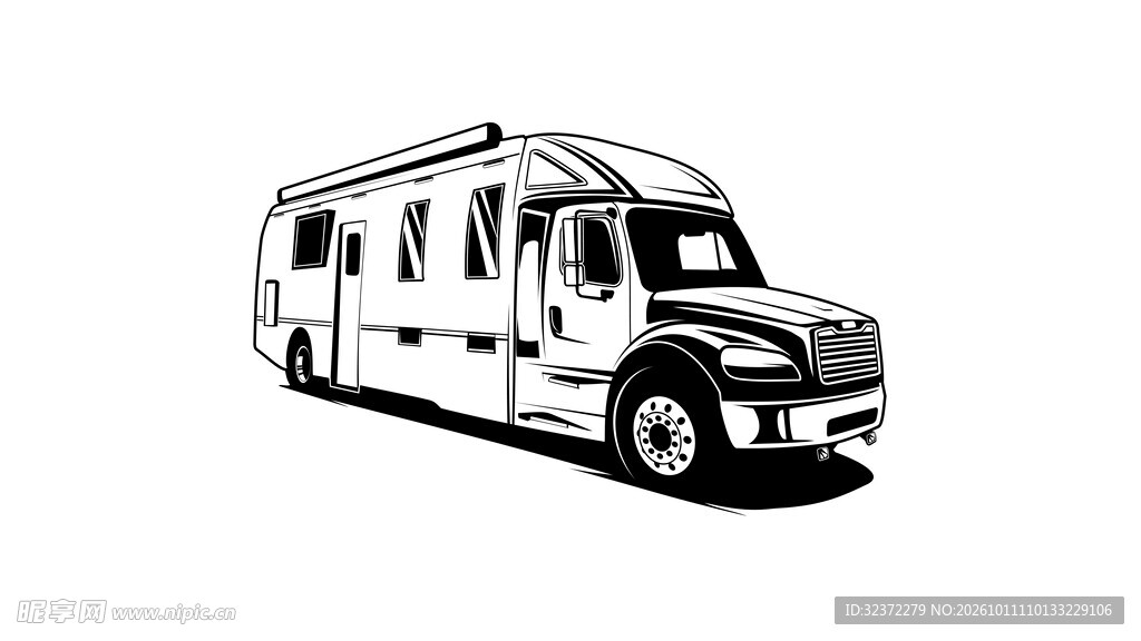 黑白素描房车