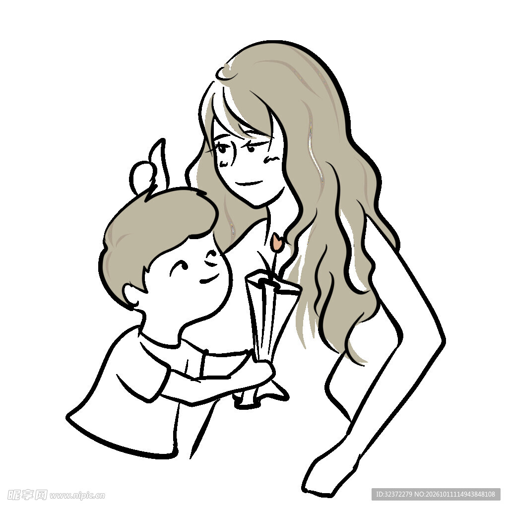 孩子给妈妈送花