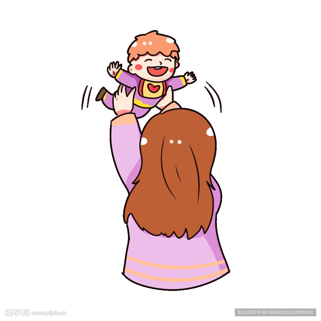 妈妈举高高逗宝宝