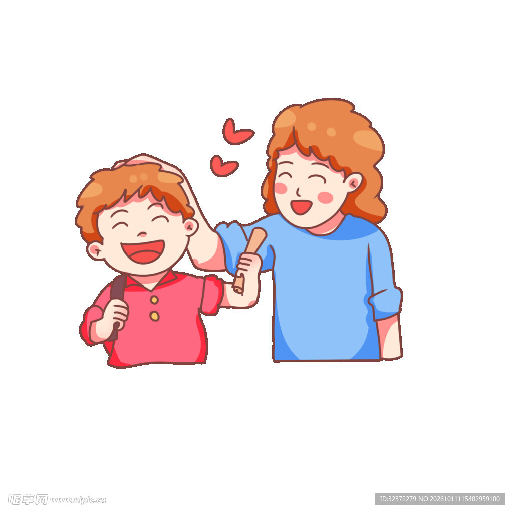 母子温馨互动插画