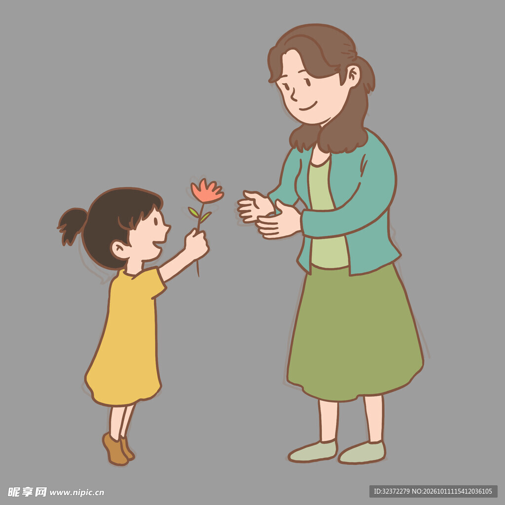 小女孩给妈妈送花