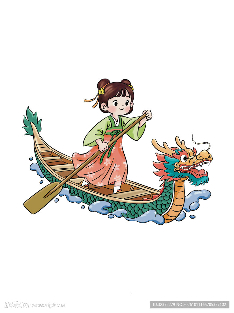 端午古风少女划龙舟