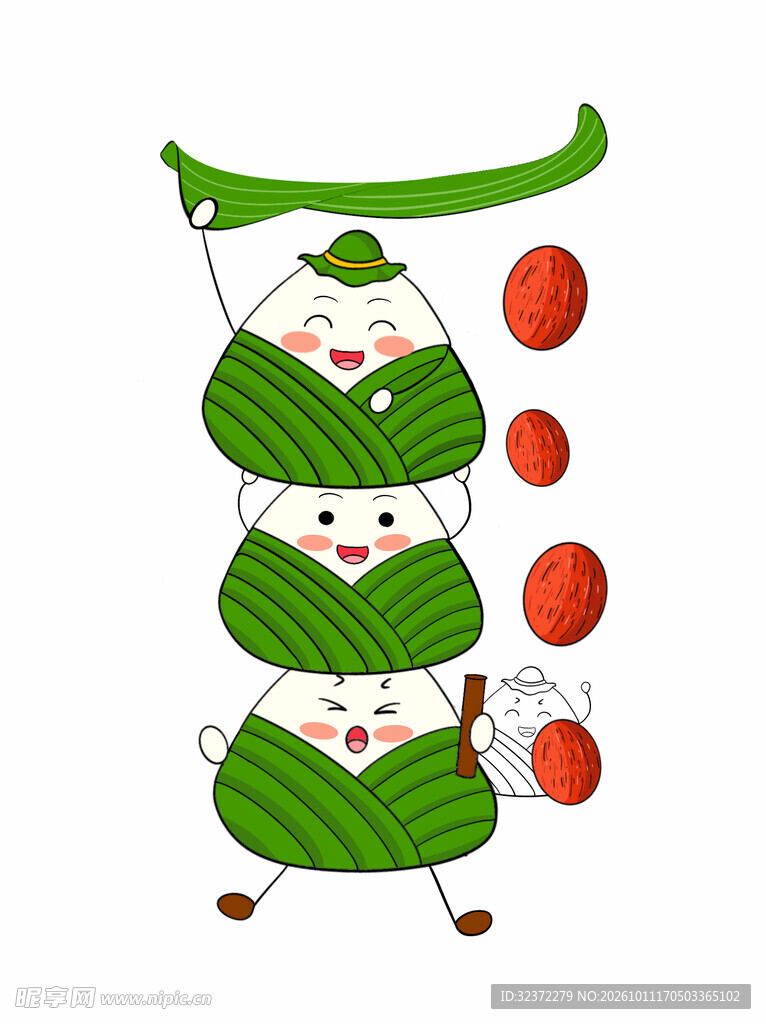 趣味粽子叠叠乐插画