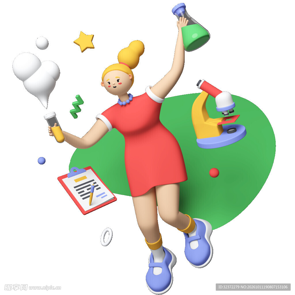 科学实验少女3D插画