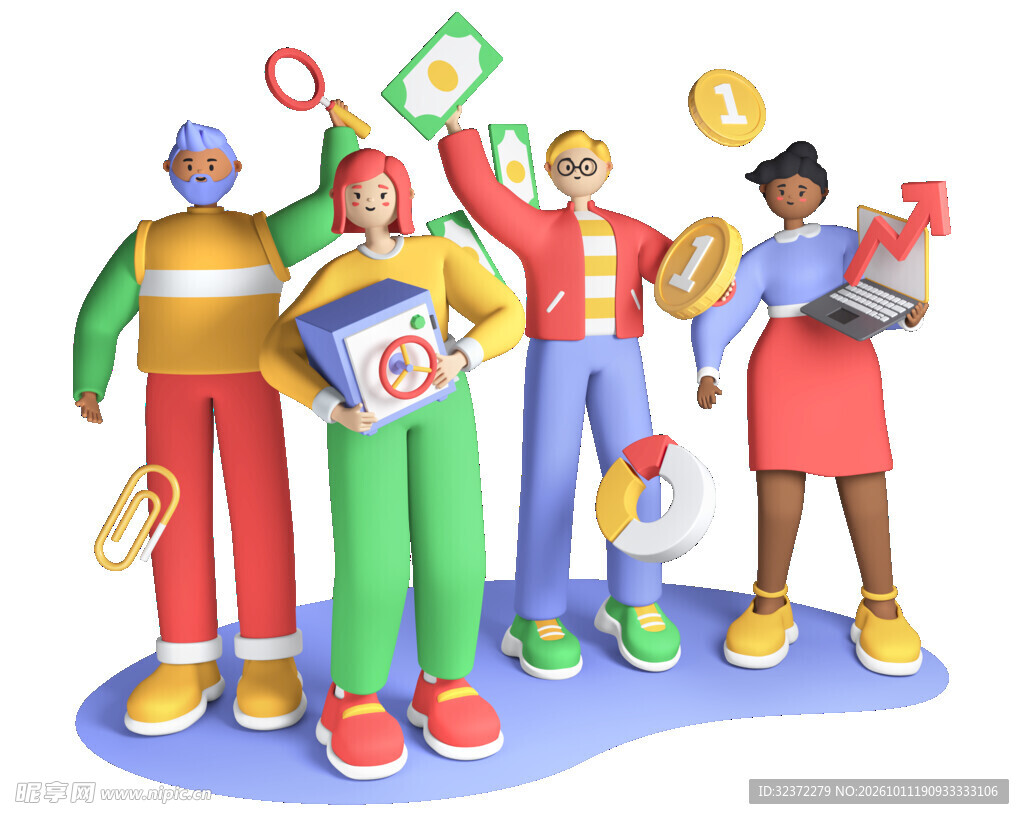 金融理财团队3D插画