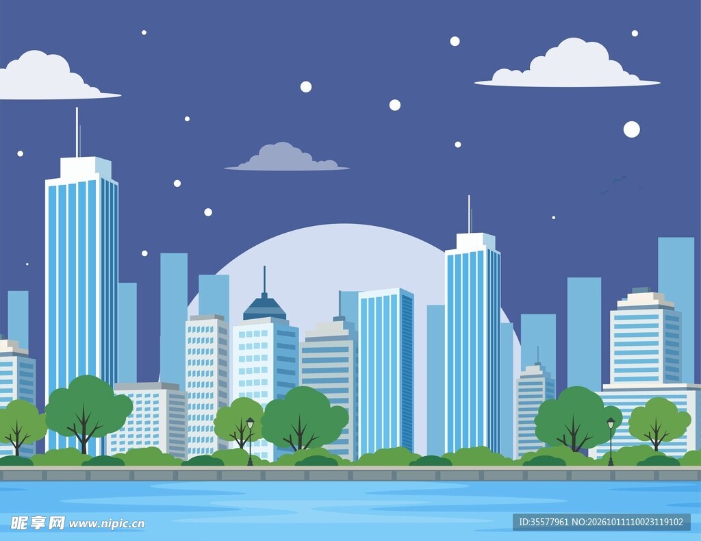夜景城市插画