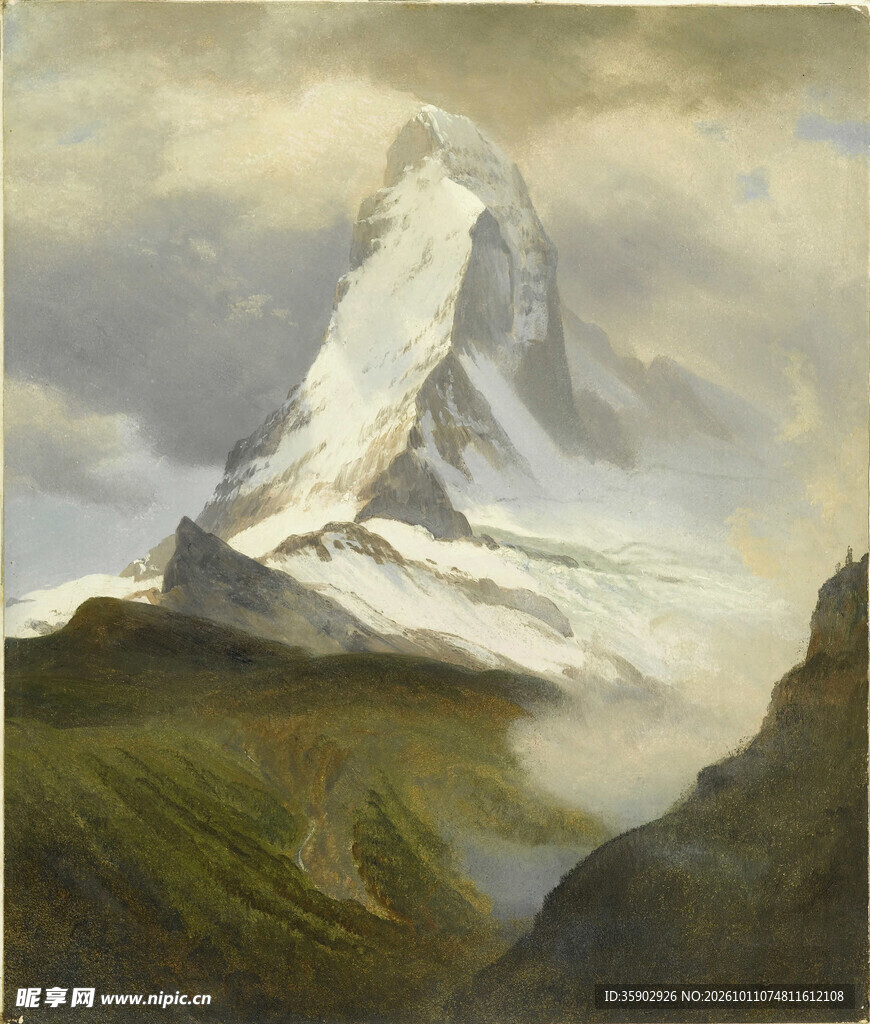 马特洪峰雪山油画
