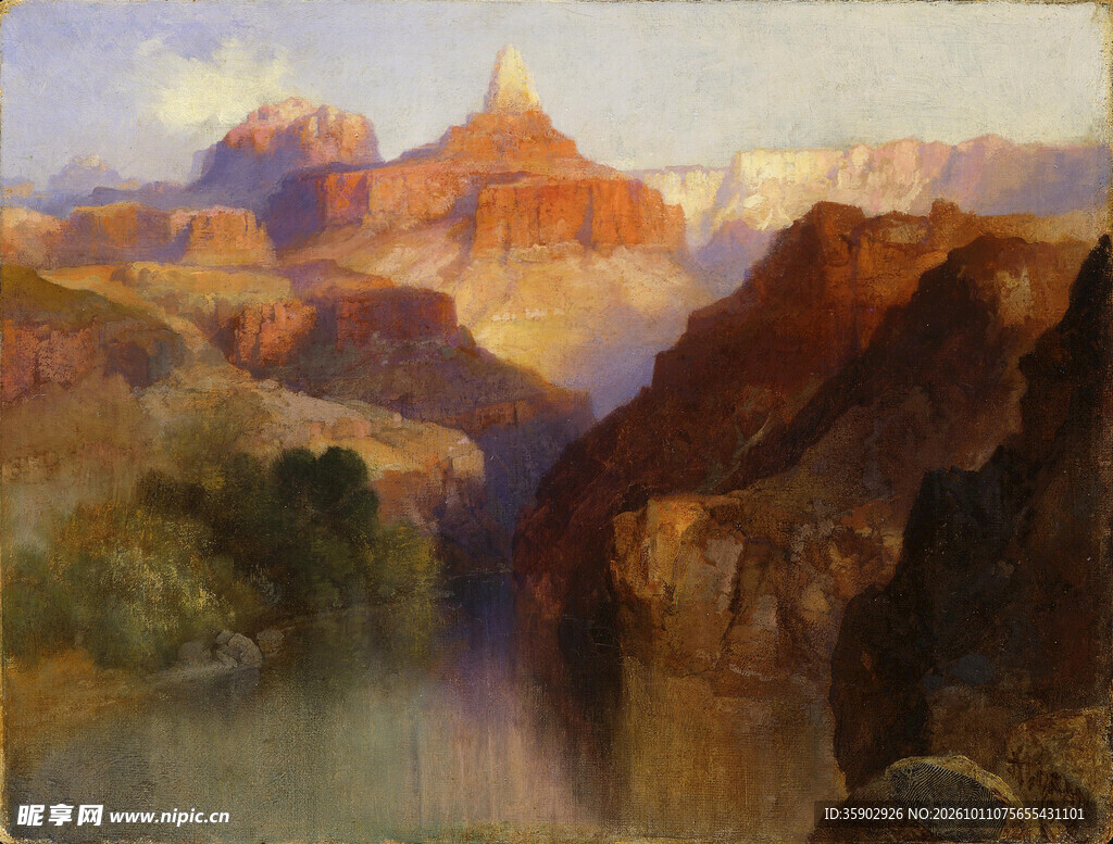 大峡谷晨光风景油画