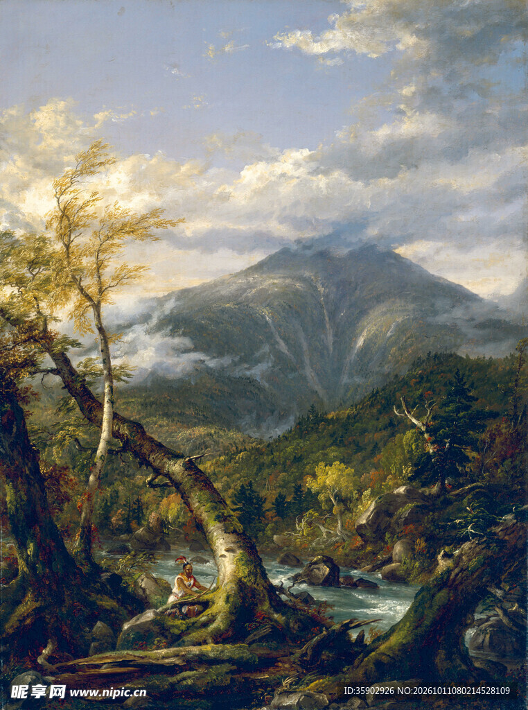 秋日山野风景油画
