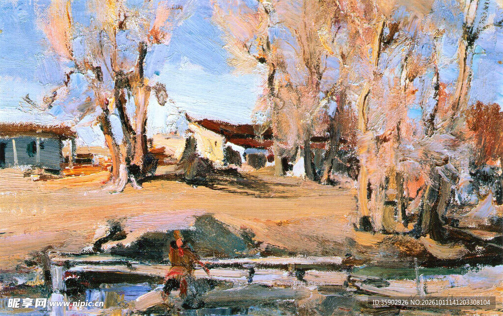 乡村郊野风景油画
