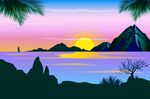 海滨日落剪影