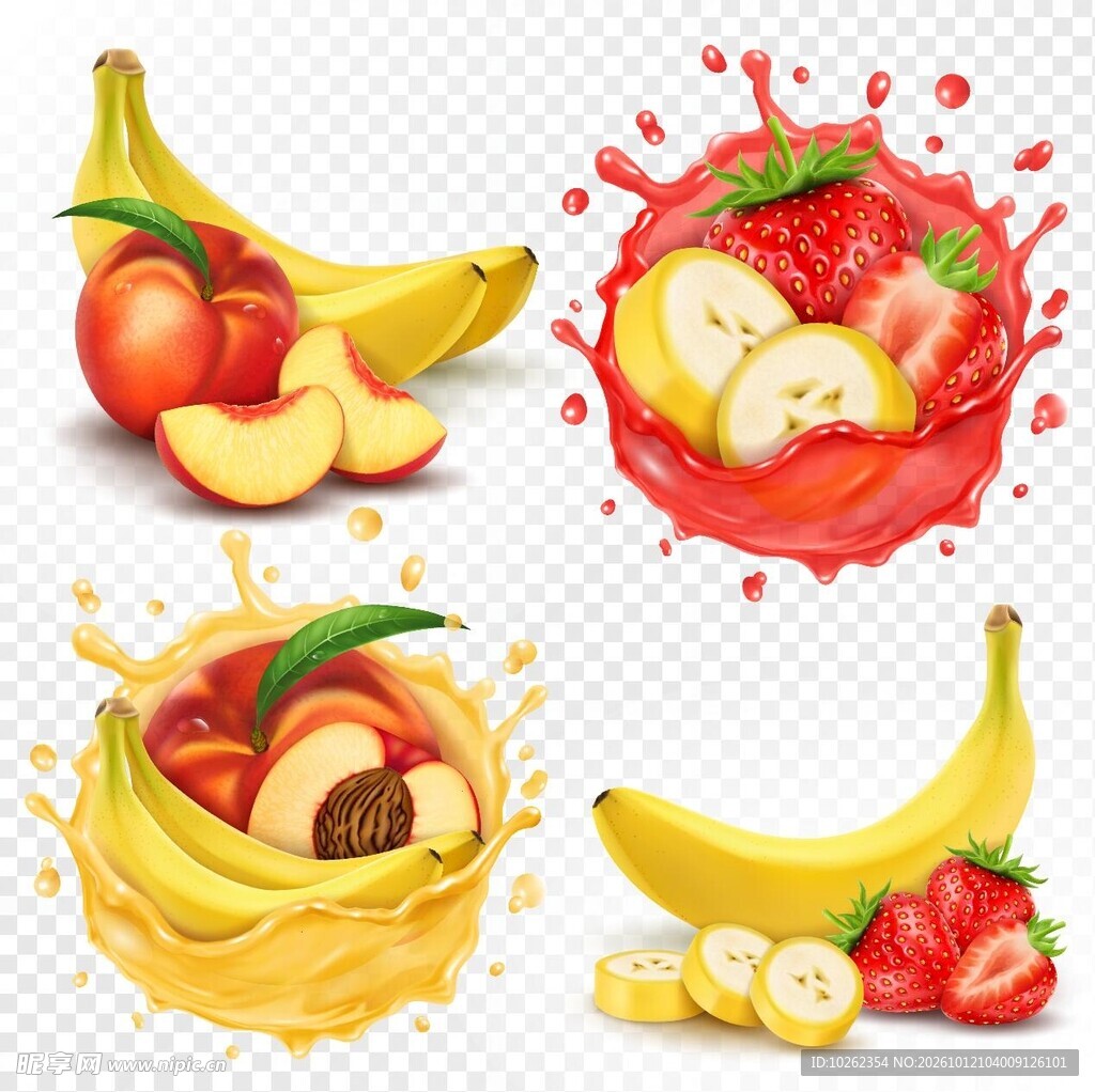 鲜果果汁创意插画素材