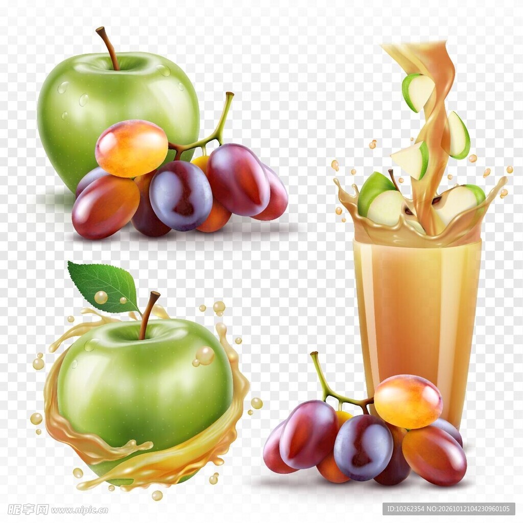 鲜果与鲜榨果汁插画