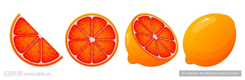 手绘西柚切片组合