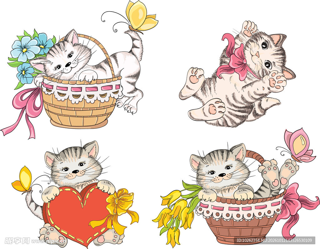 可爱卡通小猫插画合集