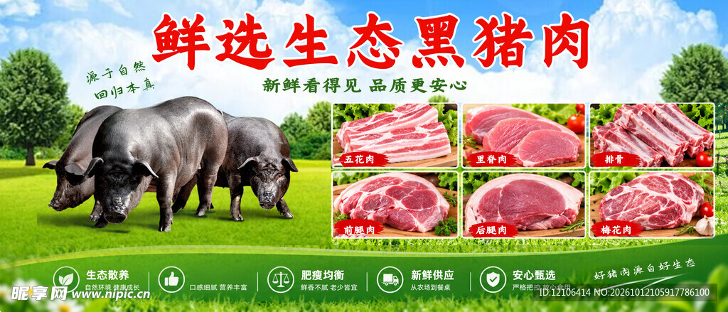 鲜选生态黑猪肉海报