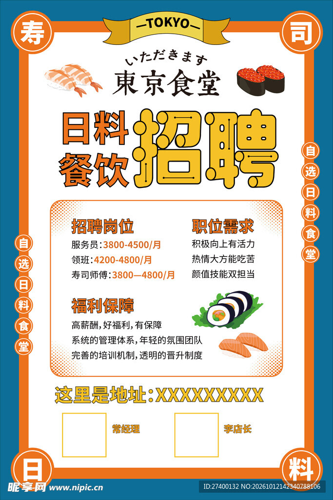 日料餐饮招聘海报