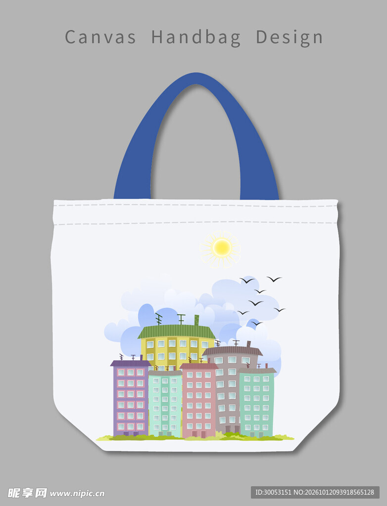 城市插画帆布手提袋