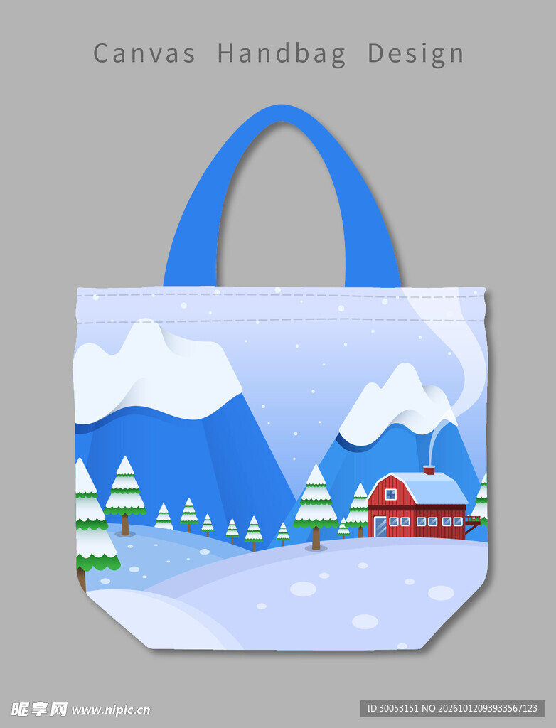 冬日雪景帆布手提袋设计