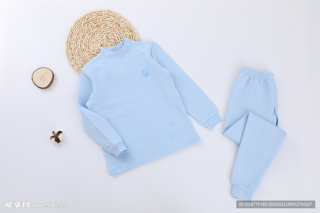 浅蓝儿童家居服套装