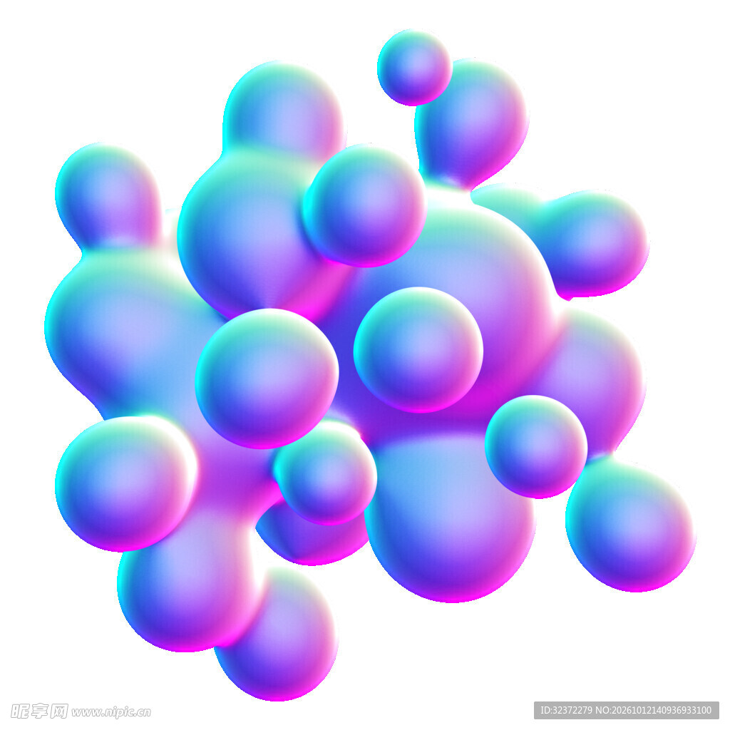 渐变3D立体气泡元素