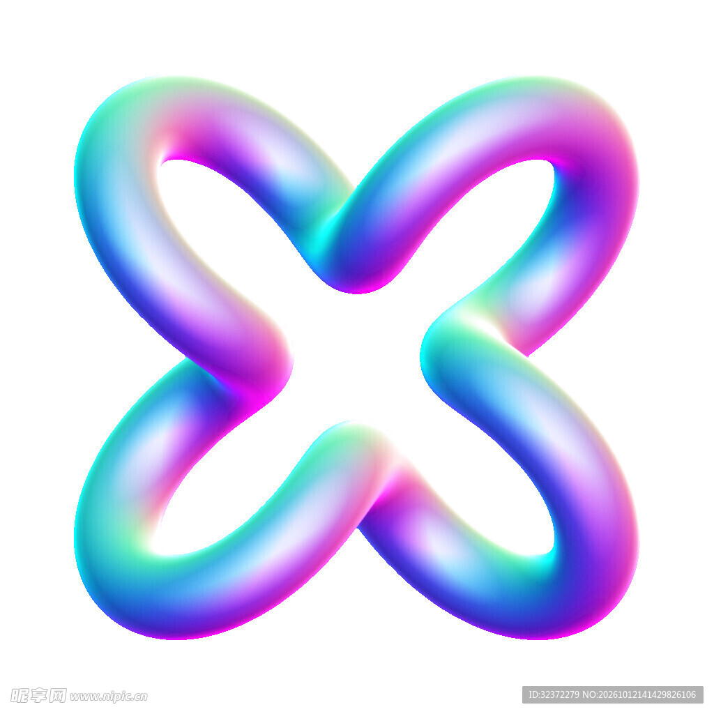 炫彩渐变3D四叶流体图形