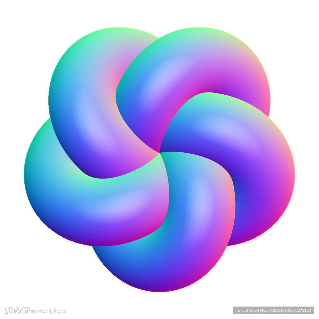 炫彩渐变3D扭结几何体