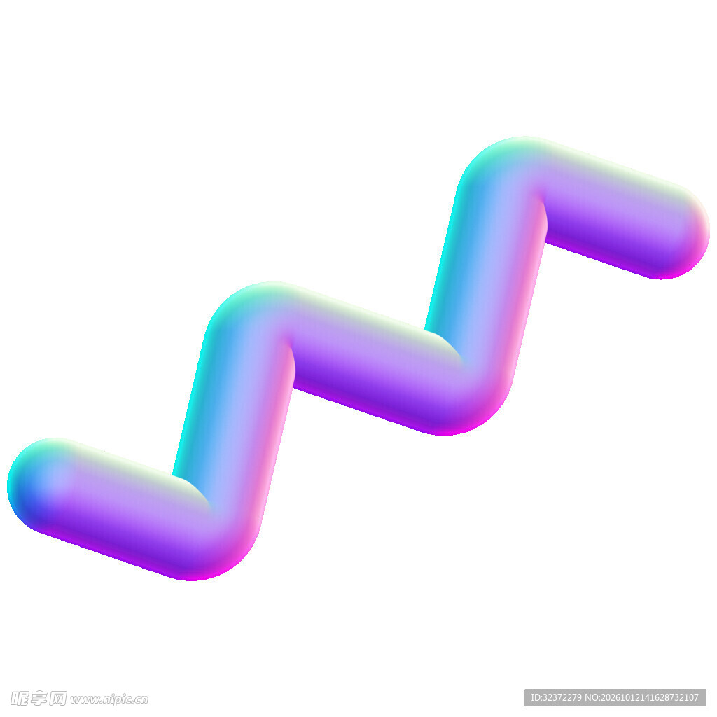 镭射渐变3D波浪折线