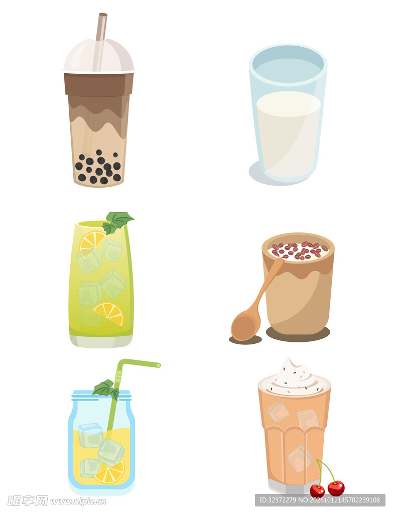 夏日饮品卡通插画合集