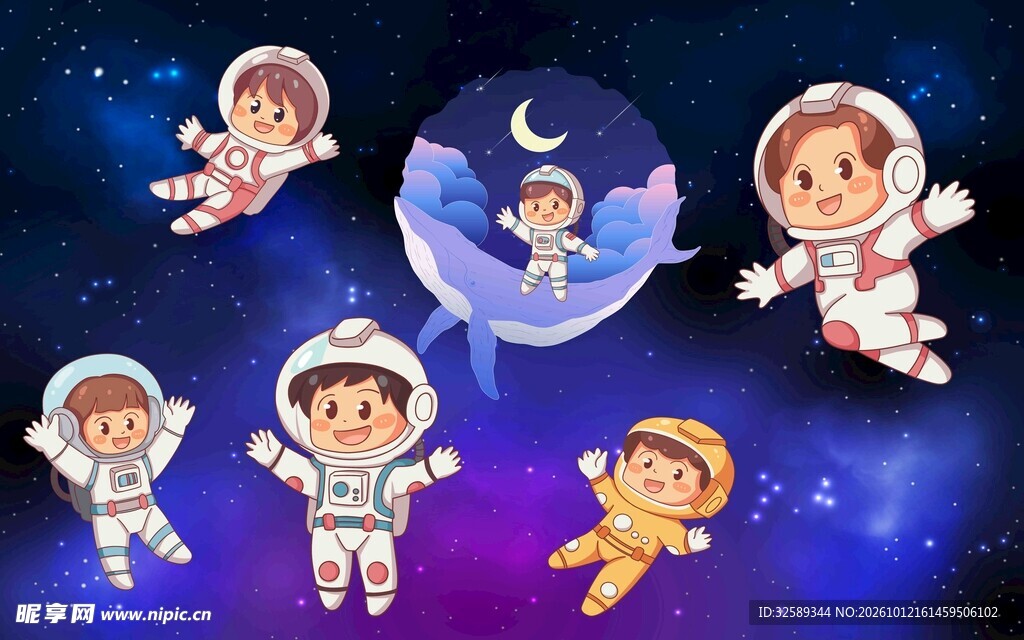 萌趣小宇航员太空漫游