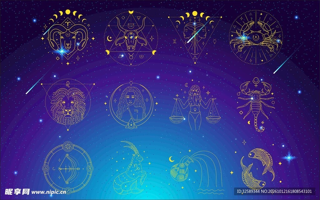 十二星座星空插画