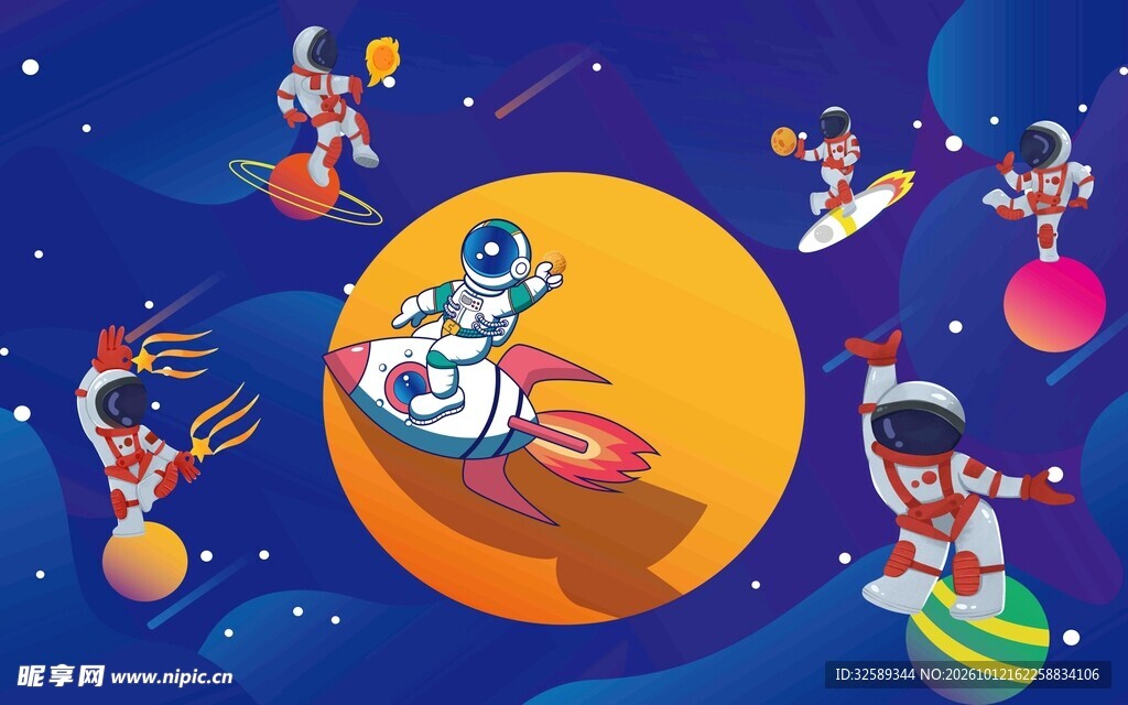 太空宇航员运动插画