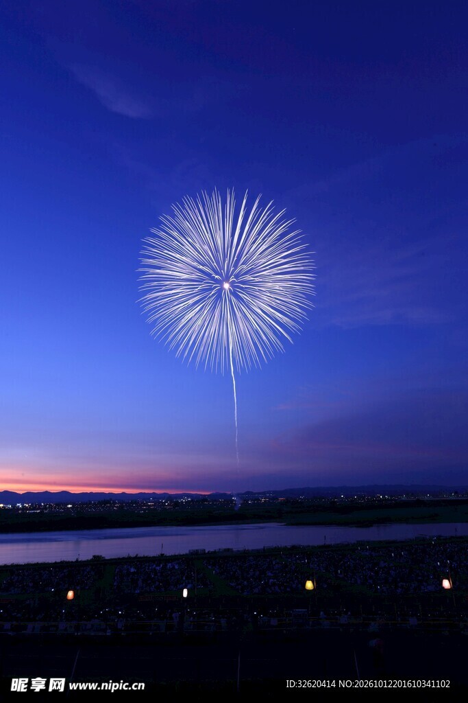 蓝调夜空烟花绽放