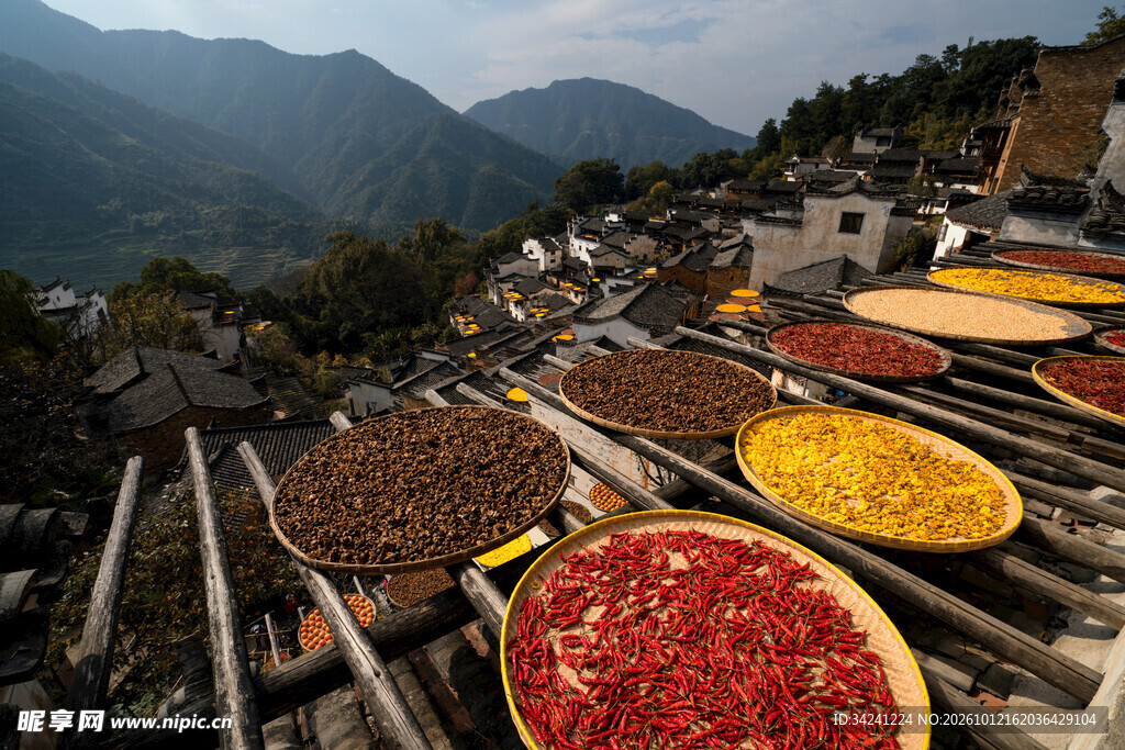 皖南山村晒秋美景