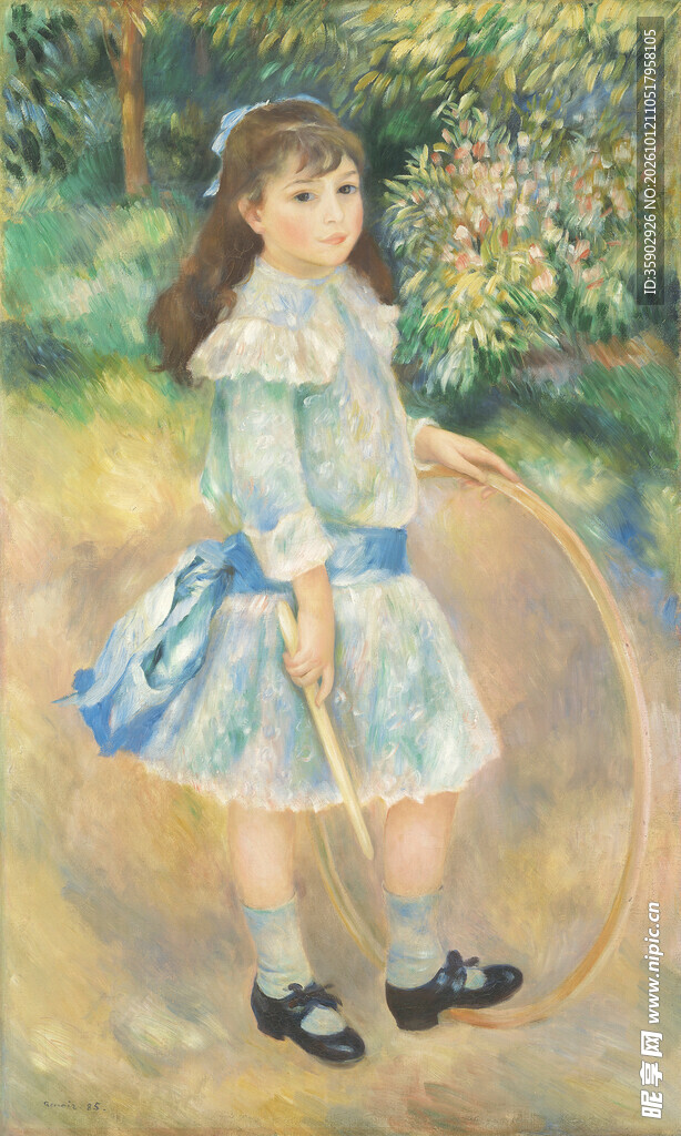 持环少女印象派油画