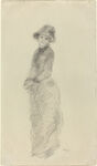 戴帽女子素描画像
